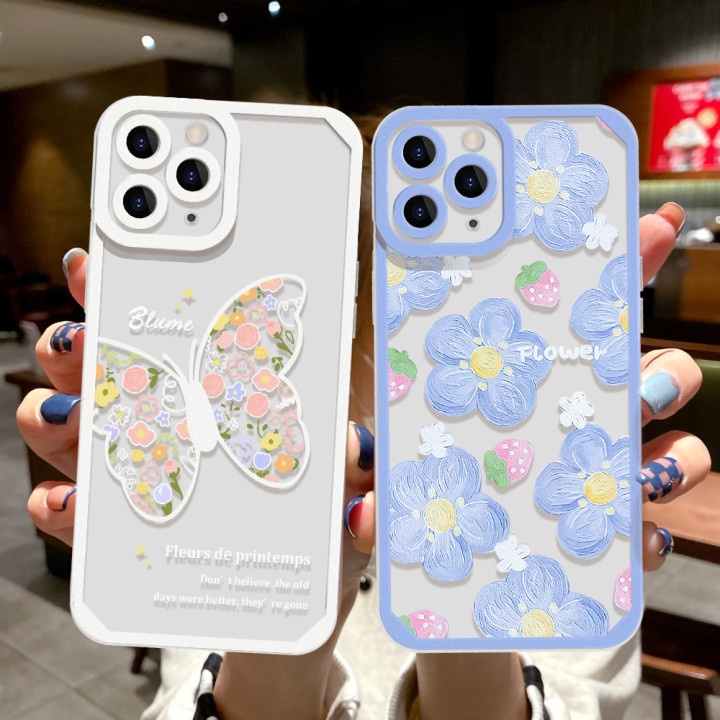 Soft Case Pelindung Lensa Kamera Shockproof Motif Butterfly Untuk iPhone 13 Pro Max 11 12 Pro X XS Max 7 8 Plus SE 2020