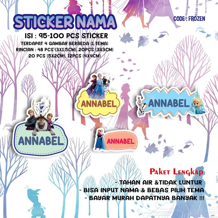 

Sticker / Stiker Label Nama Karakter Tema FROZEN