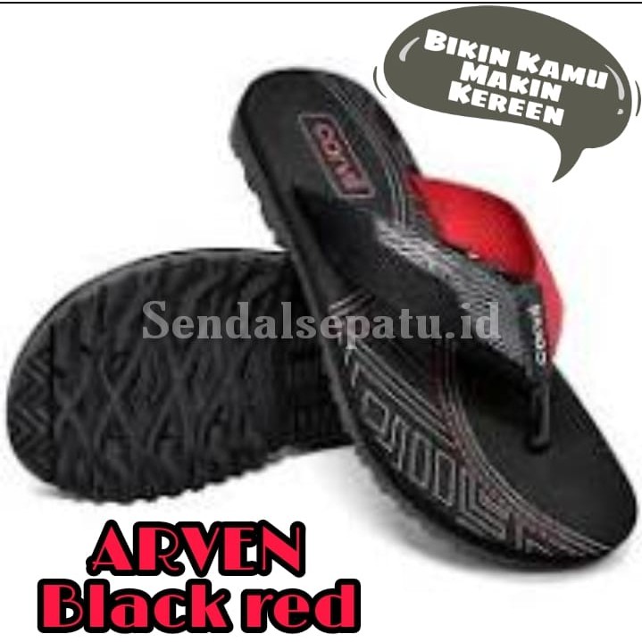 (CARVIL PRIA ) Sandal Carvil Arven Black Red Size 39-43 / Sandal Casual Pria / High Qual