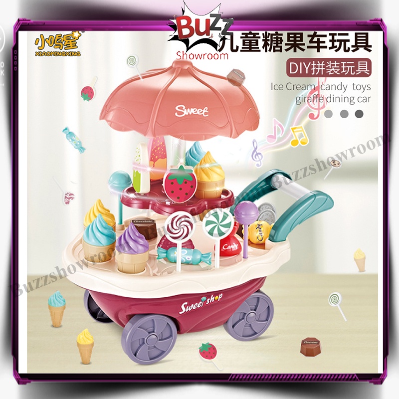 Ice Cream Candy Cart Sweet Stroller Mainan Anak Gerobak Es Krim Set