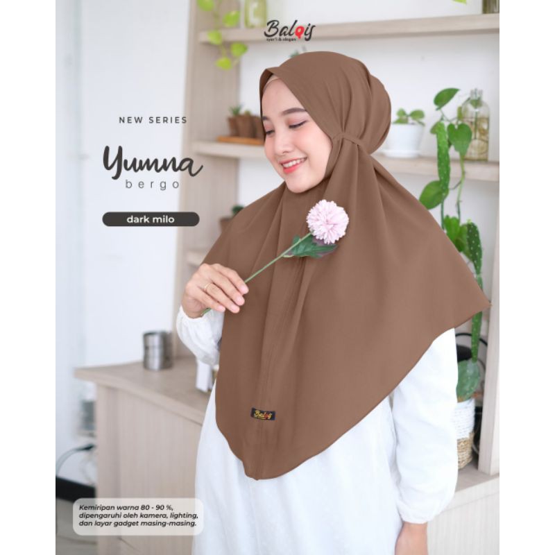 Bergo yumna ori balqis bahan diamond strech-Dark milo