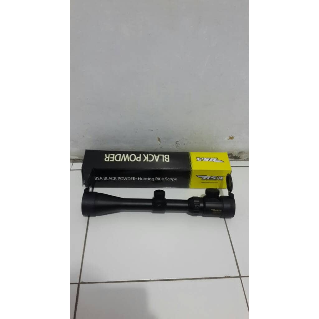 Tele Teropong Senapan Riflescope BSA 3-9x40 Cross Mildot tutup flip