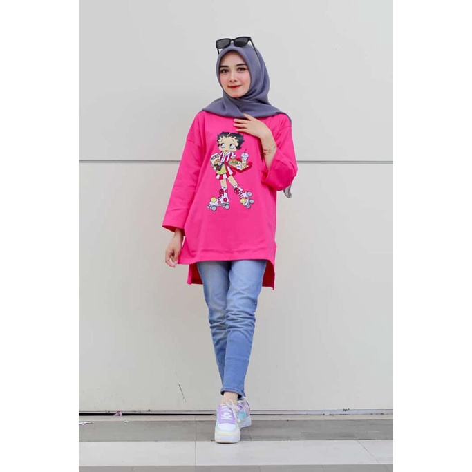 Atasan Kaos OVERSIZE Polos Wanita Hijab Terbaru Jumbo Blouse Oversized Original B