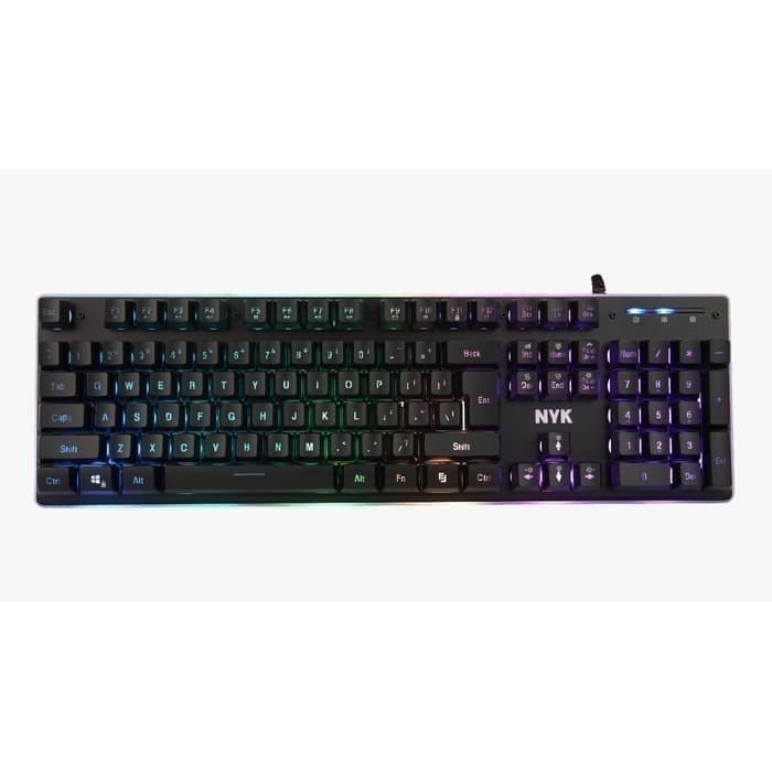 Keyboard gaming nyk nemesis rubber dome wired usb Rgb metal plate 104 key underglow kr-301 kr301