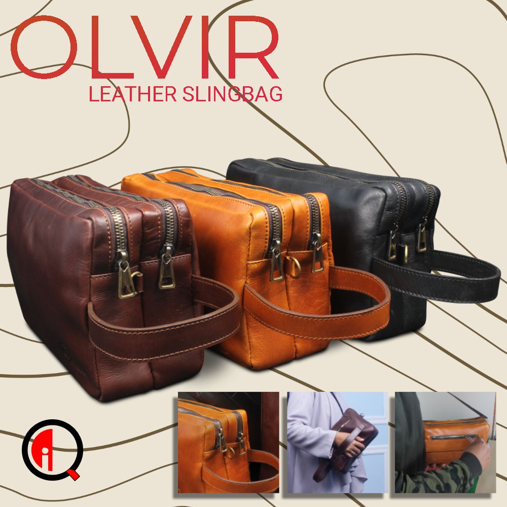 TAS POUCH KULIT ASLI MULTIFUNGSI PUNYA 3 FITUR PEMAKAIAN BERBEDA BAHAN KULIT SAPI ASLI 100% POUCH