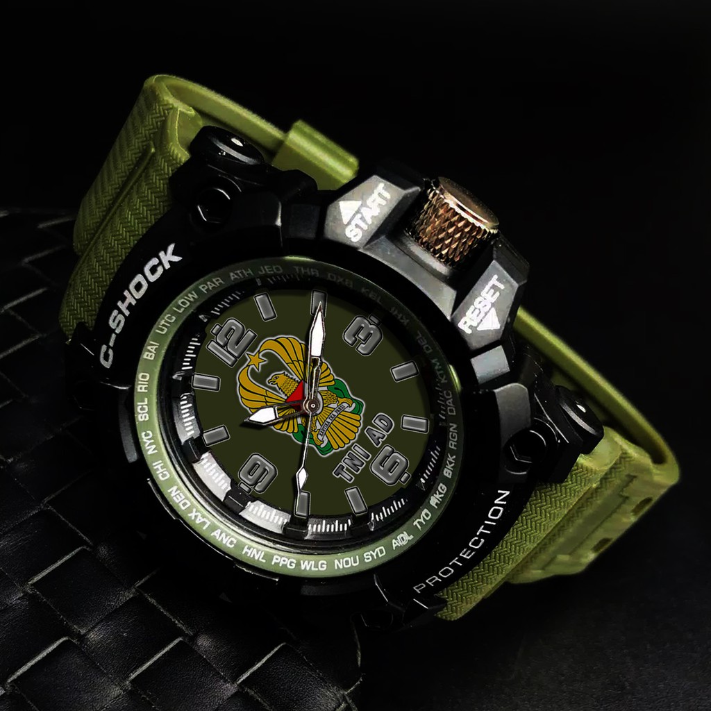 (EXCLUSIVE) JAM TANGAN TNI AD - &quot;ANGKATAN DARAT&quot; .  STRAP RUBER HIJAU ARMY