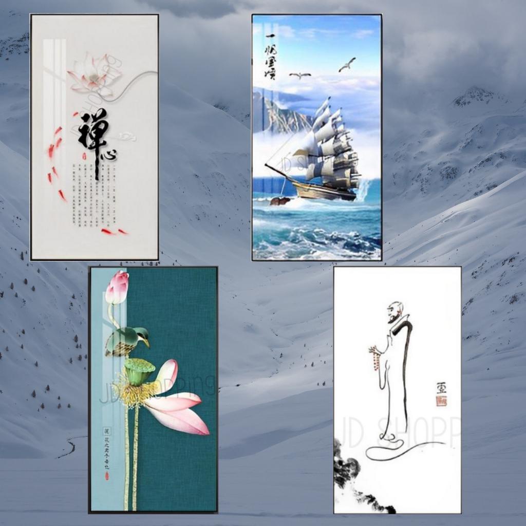 Lukisan List Berlampu / Wall Crystal Porcelain Painting 5D - 45cm x 105cm L