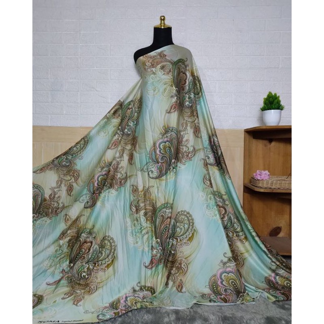 s.004.02 kain silk satin sutra italy Italian motif batik kerang hijau