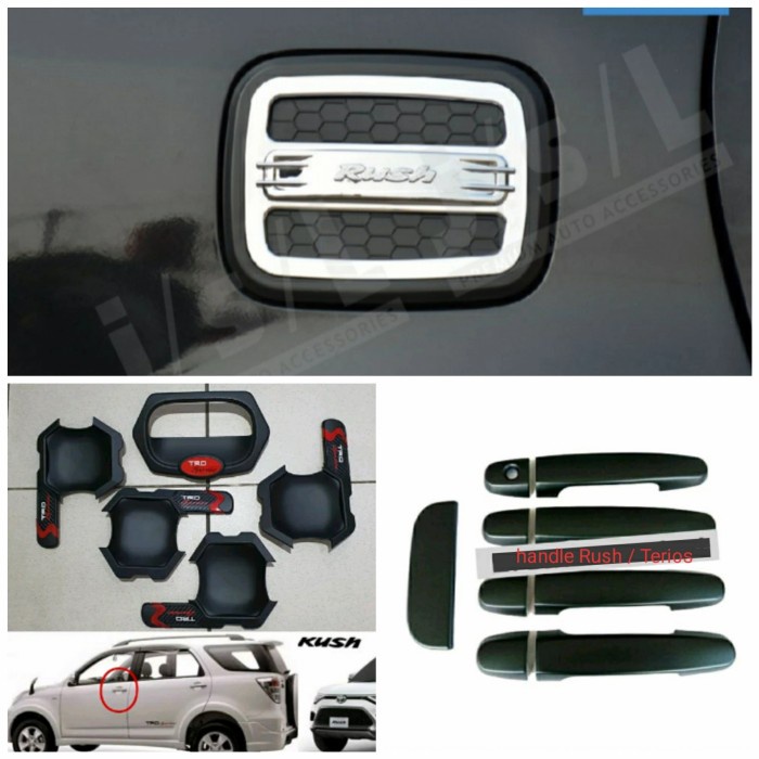 PAKET HANDLE COVER TANKI &amp; OUTER HITAM DOFF MOBIL RUSH 2006-2017
