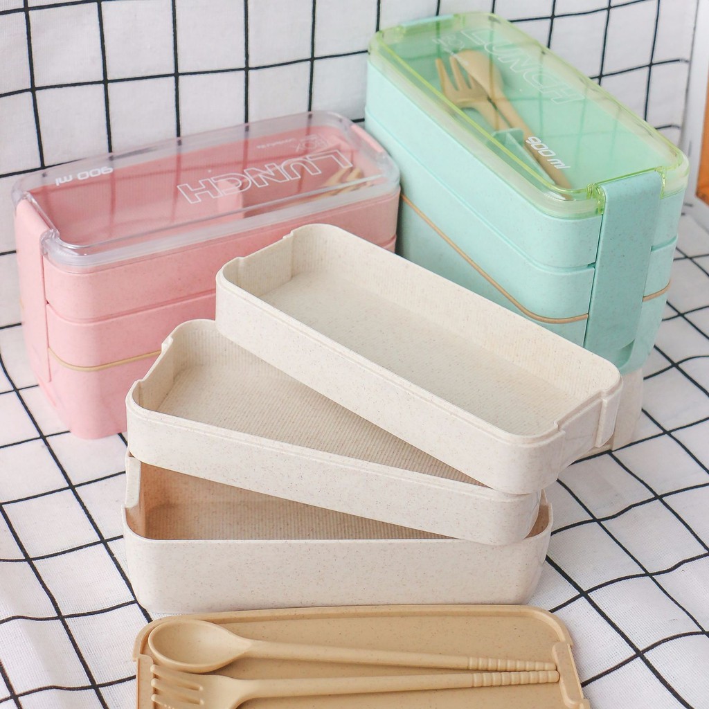 LUNCHBOX SUSUN 2 / 3 WHEAT STRAW / KOTAK BEKAL MAKAN LUNCH BOX BAHAN SERAT GANDUM 218 1227 227