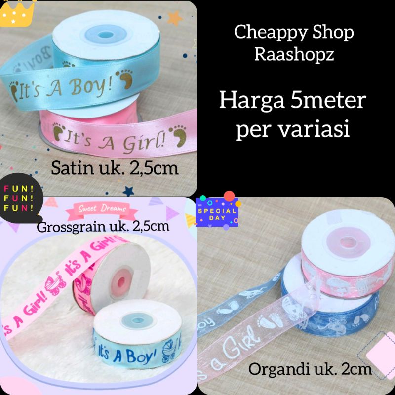 

5m Pita Baby Shower Pita its a baby girl its a baby boy Pita Satin Pita Pink Pita Biru Pita Baby Pita Souvenir Baby Pita Hampers Baby