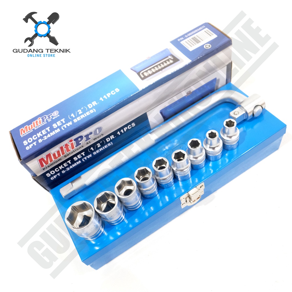 Kunci Shock 1/2&quot; Set 8-22mm 11pcs MULTIPRO 6PT 0-06050634011 / Socket Wrench 1/2 Inch 11 Pcs - Kunci Sok MULTIPRO