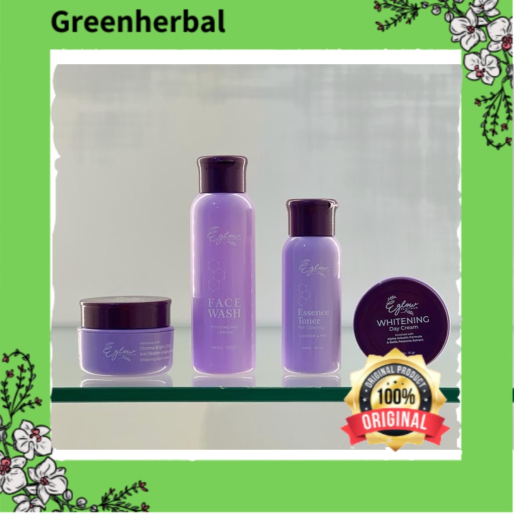 Eglow platinum whitening originalPaket ULtimate eglow/serum VIT c eglow/ eglow paket acne - Green He