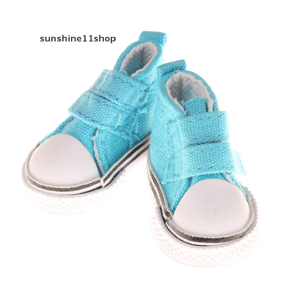 Sho Mainan Sepatu Sneakers Kanvas Mini 5cm Untuk Aksesoris Boneka Bjd 1 / 6