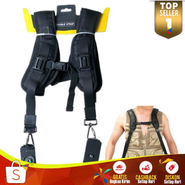 Caden Strap Belt Bahu Kamera DSLR Mudah Dibawa 2 Camera Rompi Gntungan Tali Kamera