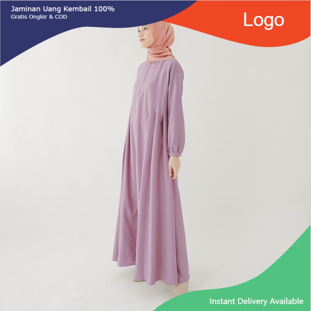 Camila Dress Mauve Purple by BITA Tufine - Gamis Wanita Polos dengan Aksen Lipit Depan