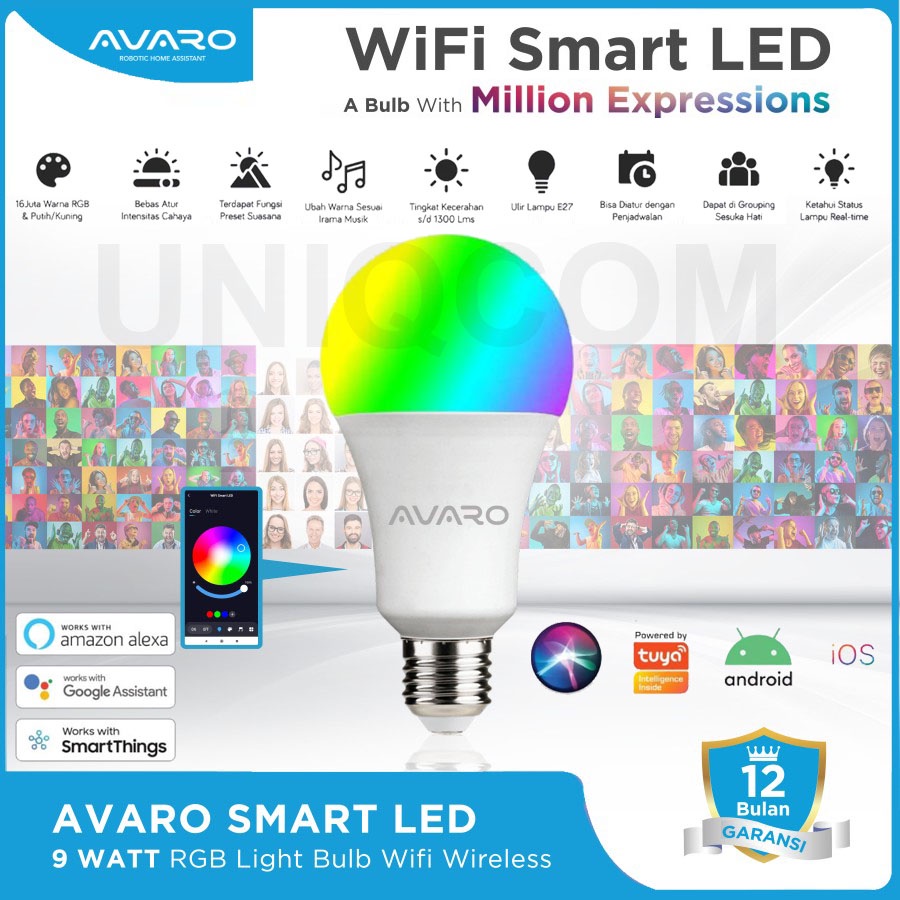 BARDI Smart LIGHT BULB RGB+WW 9W Wifi Wireless IoT For Home Automation