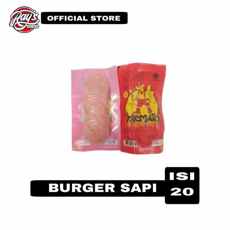 

Hemato Burger Sapi 250gr isi 10pcs - Beef Burger Hemato