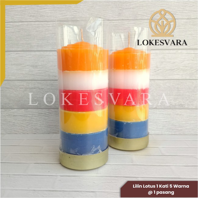 Lilin Pilar Puja Sembahyang Parafin Lotus 1 Kati 5 Warna