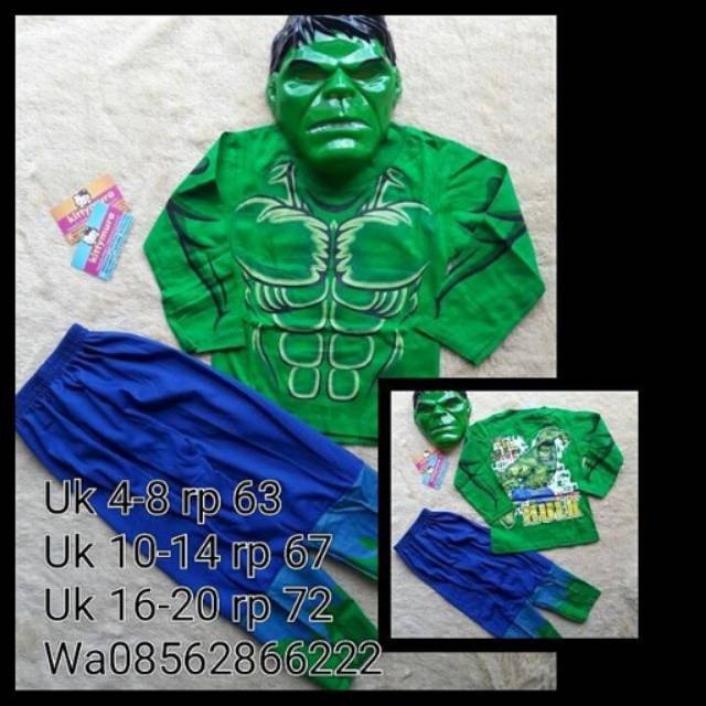 Kostum hulk / baju anak hulk / setelan topeng hulk