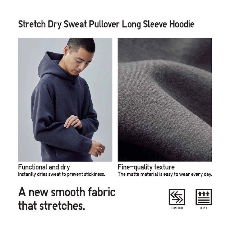 Man Uniqlo Pullover Sweat Dry Hoodie