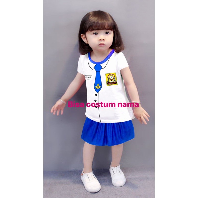 COSTUM NAMA  / CUSTOM REQUEST NAMA SETELAN ANAK SD/SMP ROK 6 BULAN - 3 TAHUN PAKAI