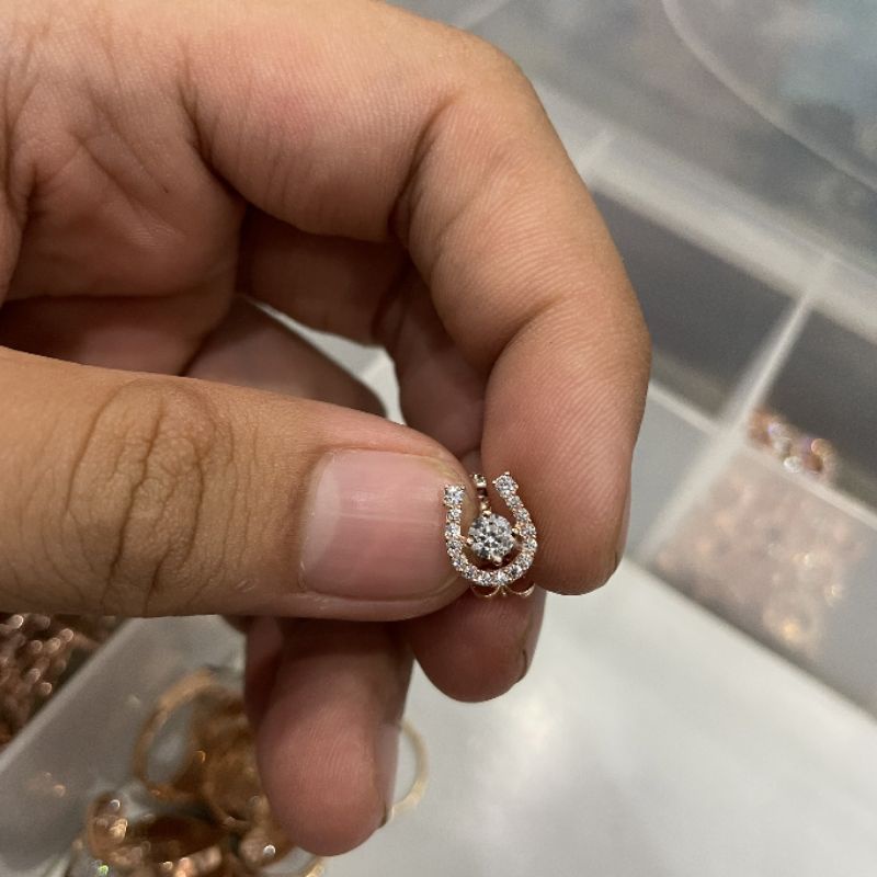 Anting duduk anak dan dewasa emas asli kadar 750 75% 22 17k infinity permata putih giwang kerabu paku cucuk stud