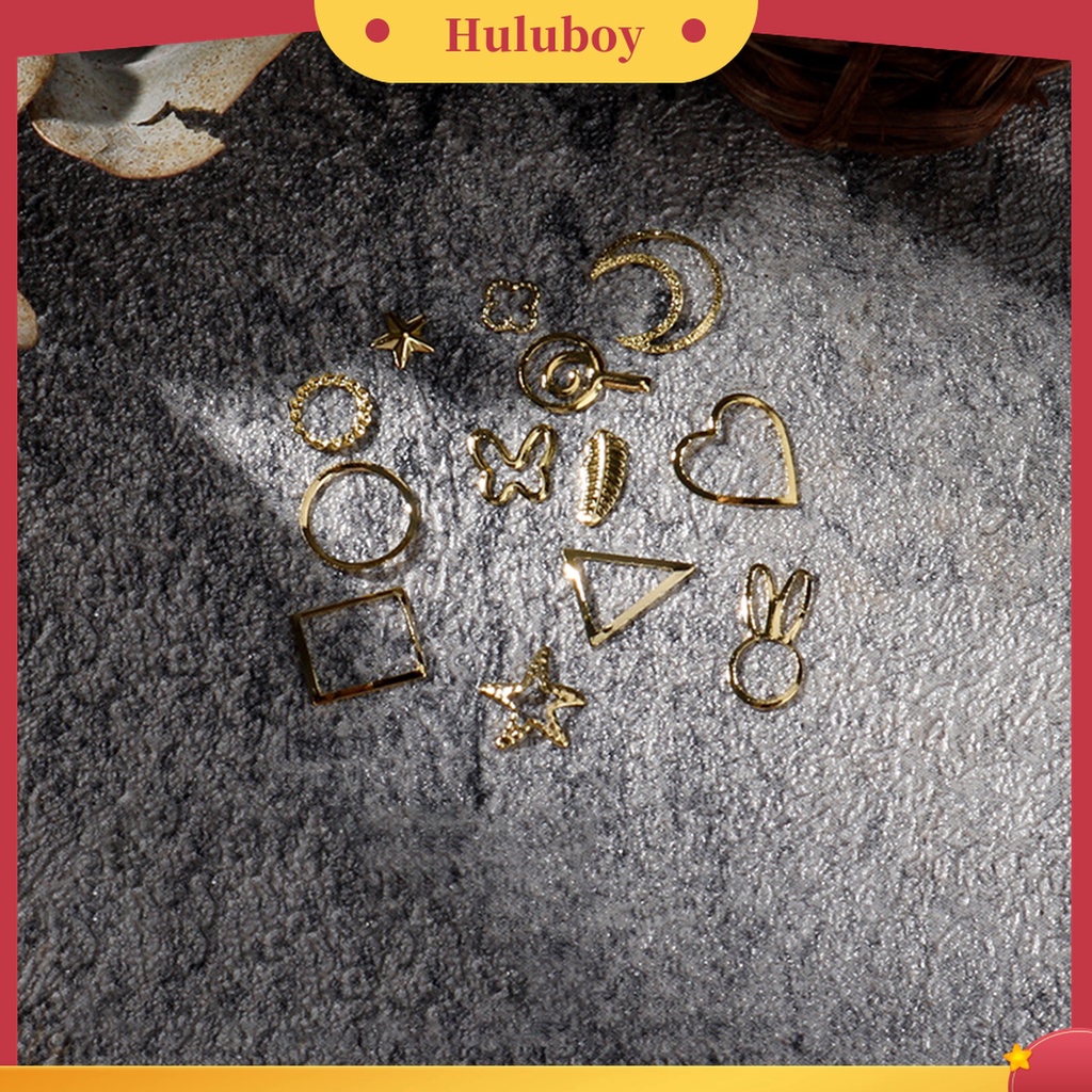 Huluboy Huluboy♡ 100pcs / Set Charms Kuku 3D Efek Glitter Tidak Pudar Bahan Metal Untuk Dekorasi Manicure