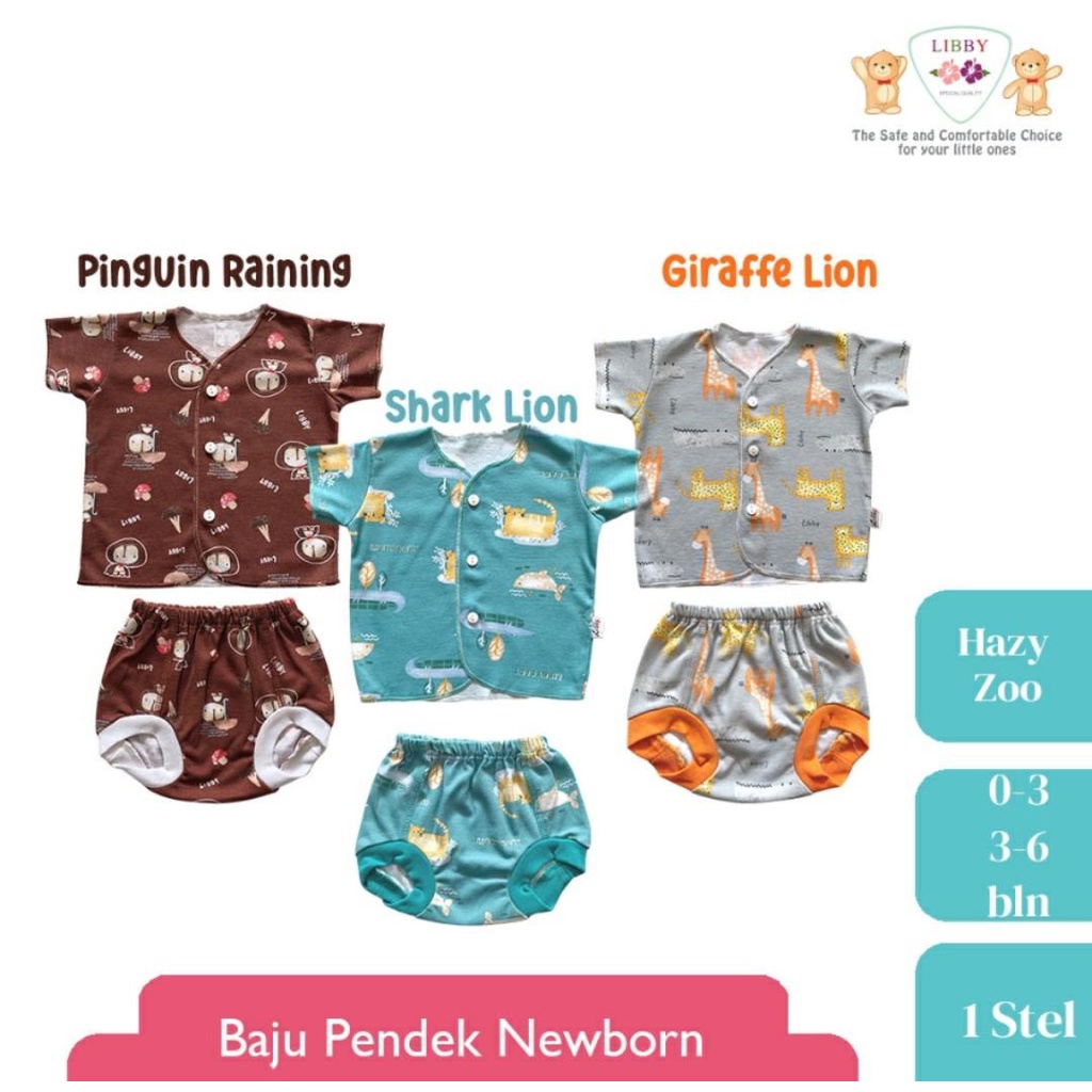 LIBBY SETELAN BAYI MOTIF HAZY ZOO / SETELAN BAYI DAN ANAK