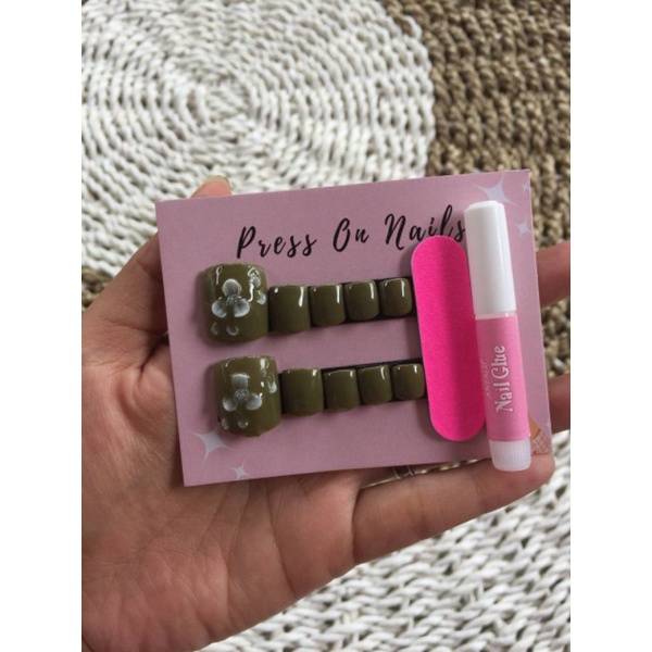 fake nails kaki / kuku palsu kaki
