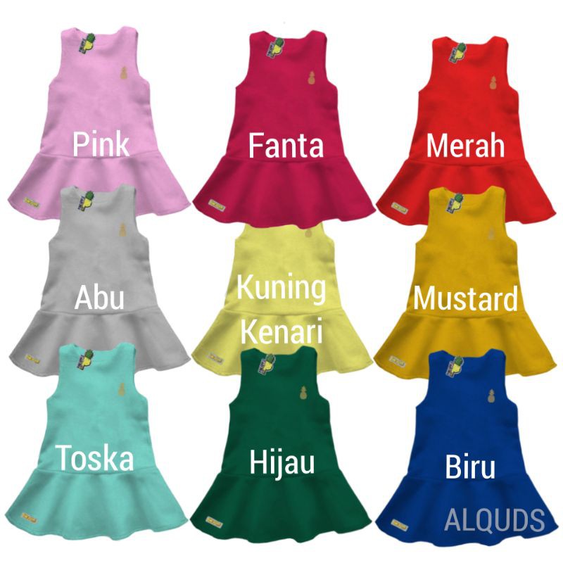 Dress Anak Perempuan Katun Polos 1- 5 Tahun