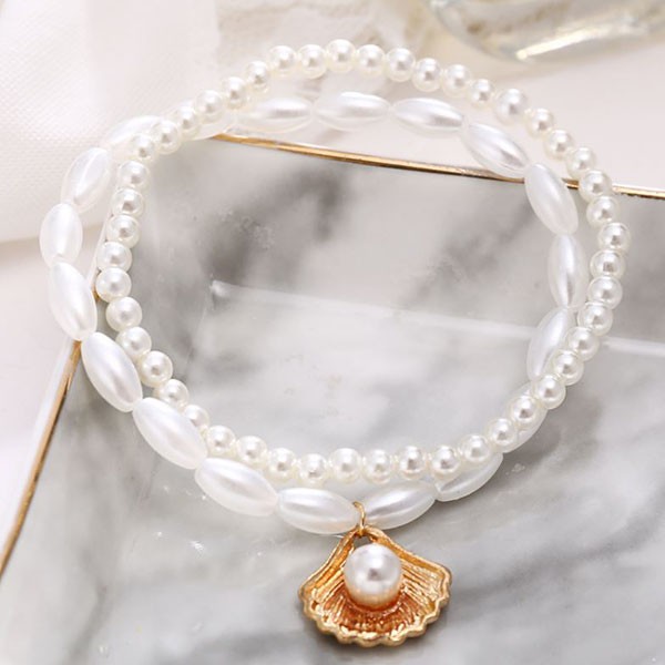 gelang kaki mutiara shell pearl anklet (3e2) jge095