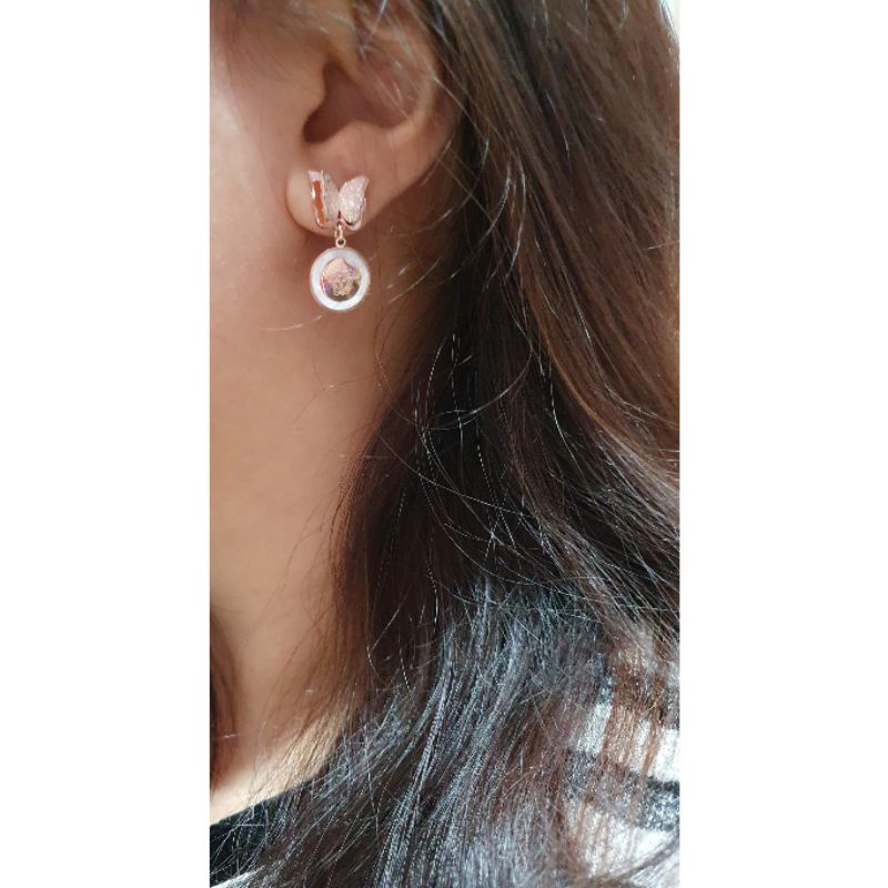 Anting Titanium asli anting giwang titanium kupukupu Stainless steel Rosegold antt 025