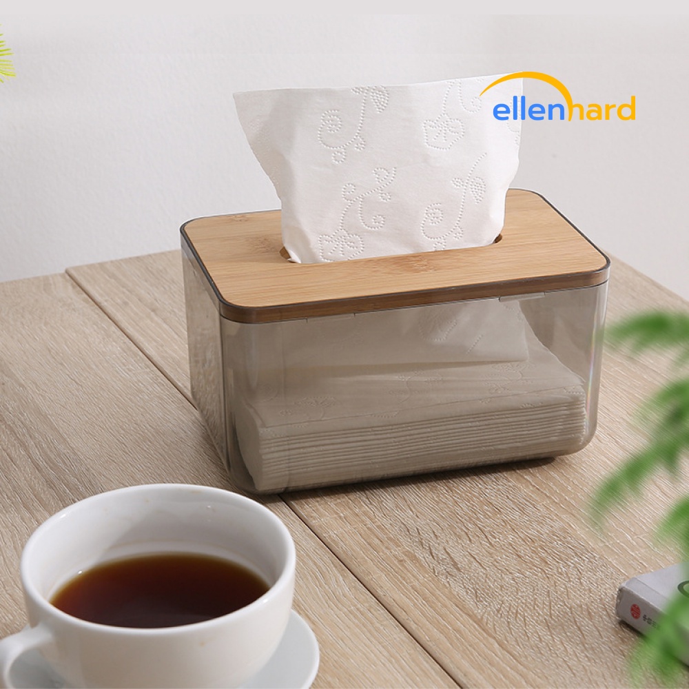 Kotak Tisu Transparan Tutup Kayu Wooden Tissue Box