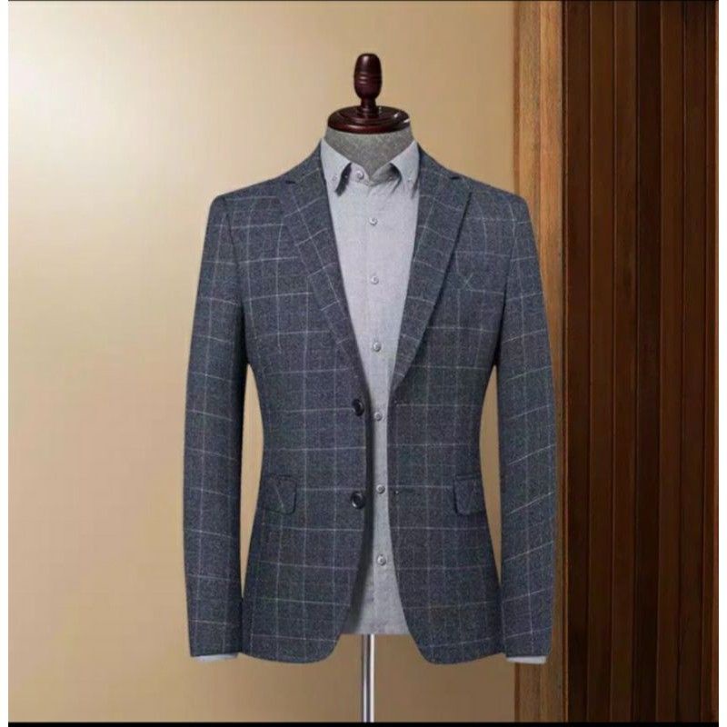 BLAZER PRIA SEMI WOL MOTIF KOTAK / JAS BLAZER KEREN / JAS PRIA / JAS FORMAL