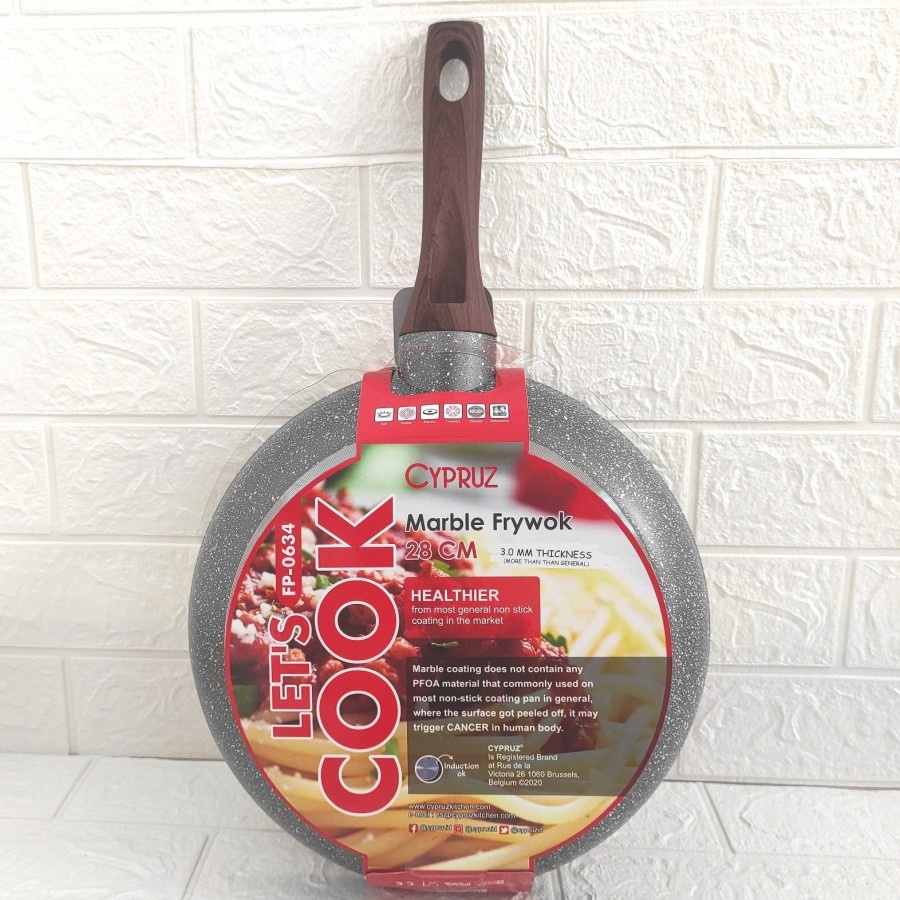 Cypruz Fry Pan Marble Panci Wajan Penggorengan Induksi Anti Lengket 28 cm FP-0634