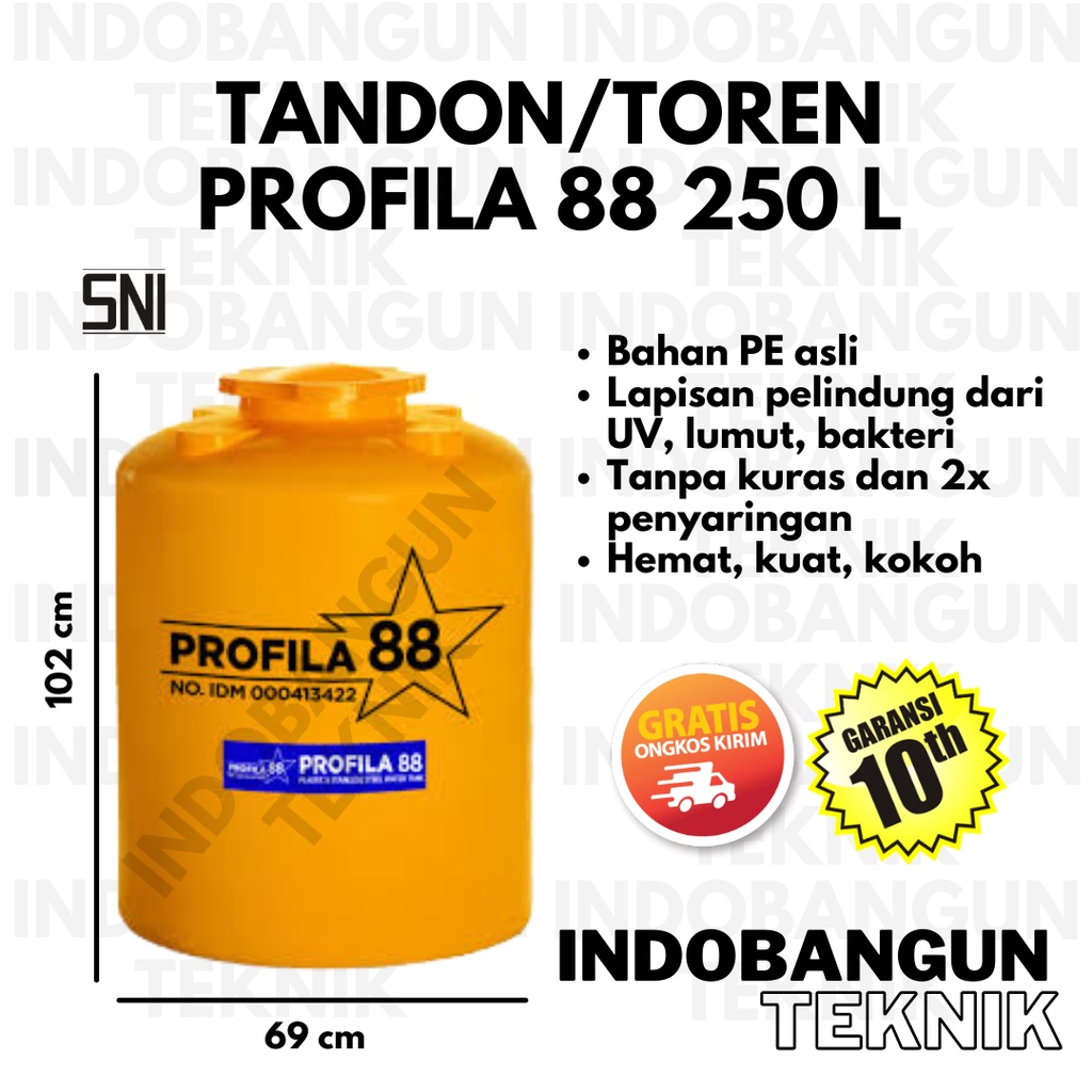 Tandon Air Toren Air Tangki Air Profira 250 Liter Harga Murah Profila Anti Lumut Garansi 10 Tahun Ku