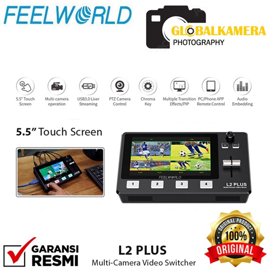 Feelworld L2 Plus Multi-camera Video Mixer Switcher 5.5" Touchscreen