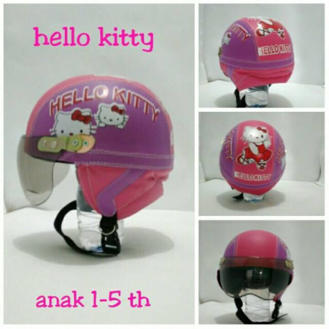 HELM ANAK 1-5 TH CHIP KULIT HELLO KITTY UNGU PINK