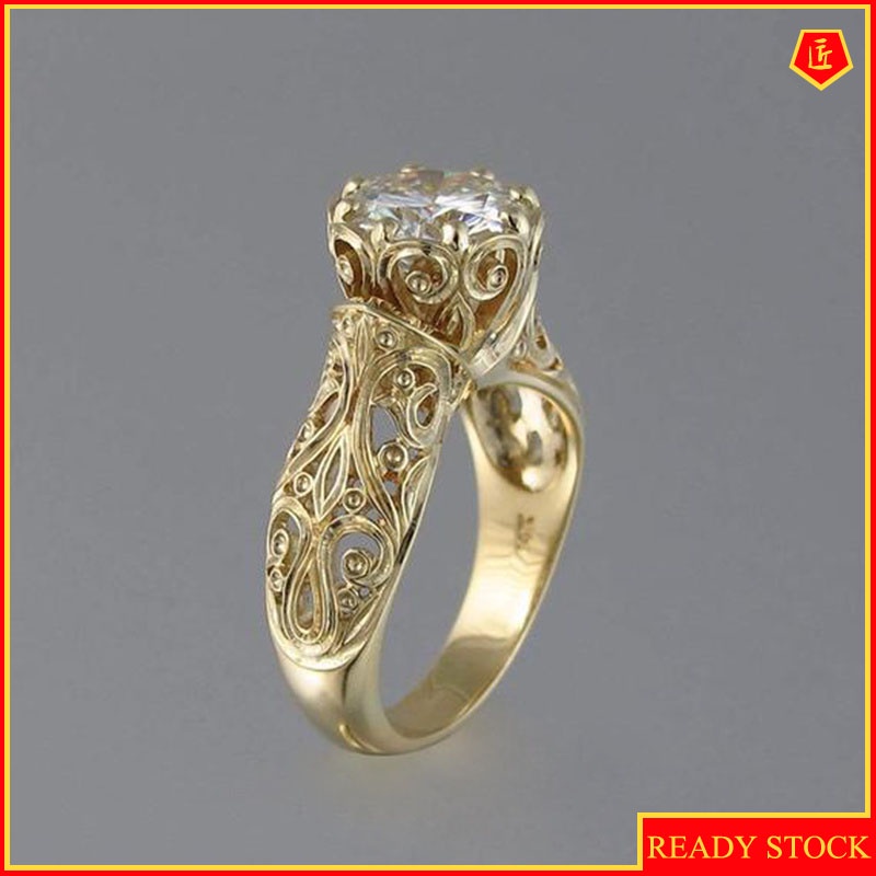 [Ready Stock]Diamond Ring 18K Gold Exquisite Fashion