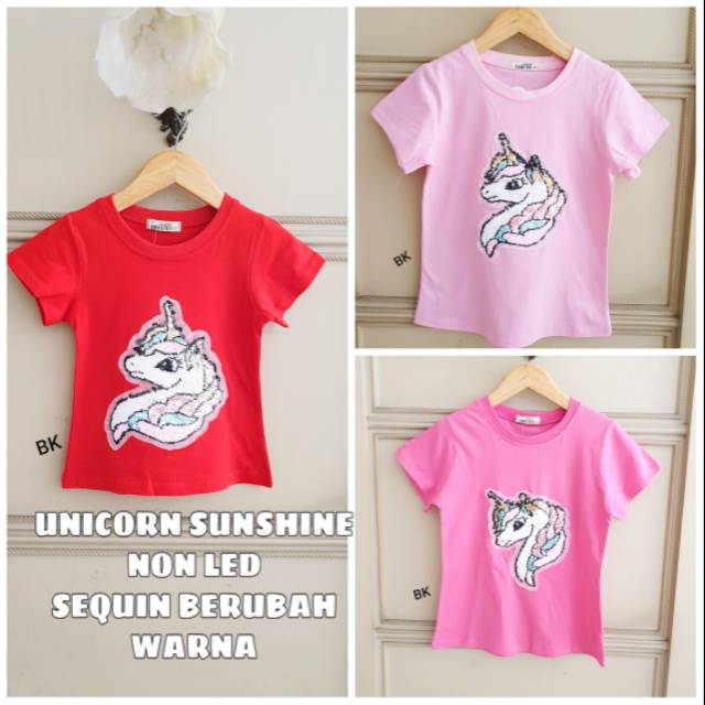 KAOS SEQUIN BERUBAH WARNA MOTIF UNICORN / KAOS COUPLE IMPORT BAGUS