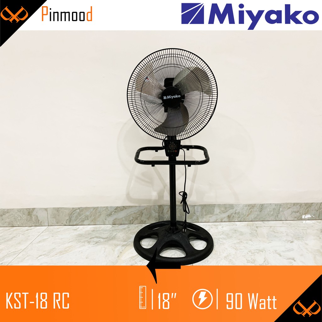 MIYAKO STAND WALL DESK FLOOR FAN / KIPAS ANGIN BERDIRI 18 INCH KST-18 RC STAINLESS STEEL 3 IN 1 REMOTE