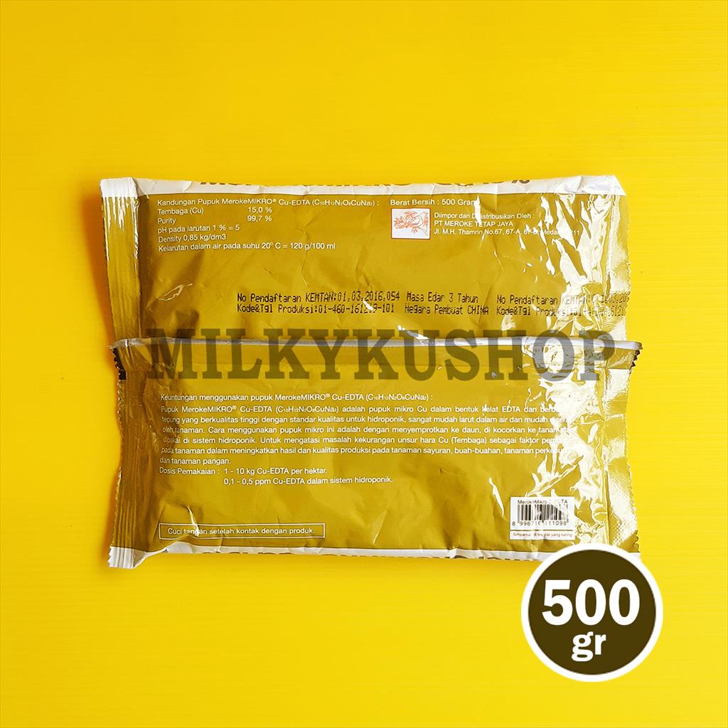 PUPUK MEROKE MIKRO CU 15% EDTA 500 GRAM KEMASAN PABRIK HIDROPONIK