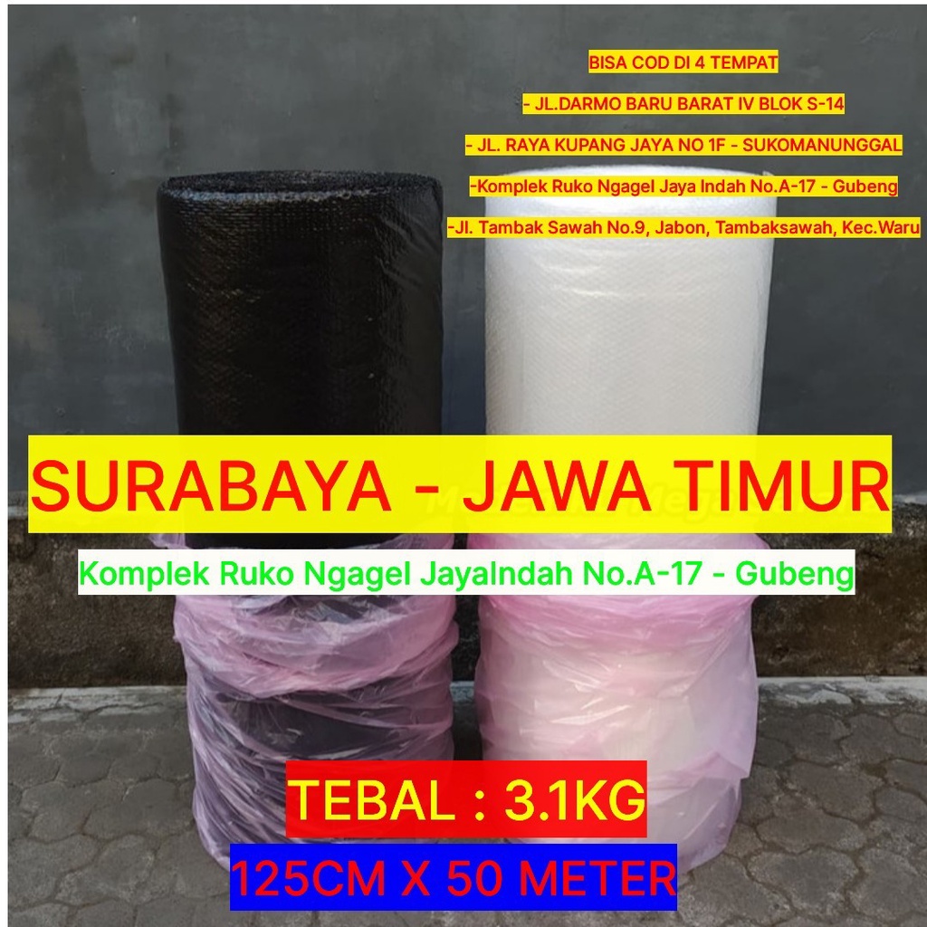 

Bubble wrap roll Murah bening hitam 125cm x 50m bubutan surabaya