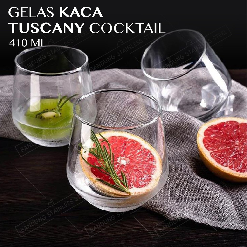 Gelas minum 410ml crystal juice jus kopi teh bulat Curve Clear Mojito Cafe Glass korea