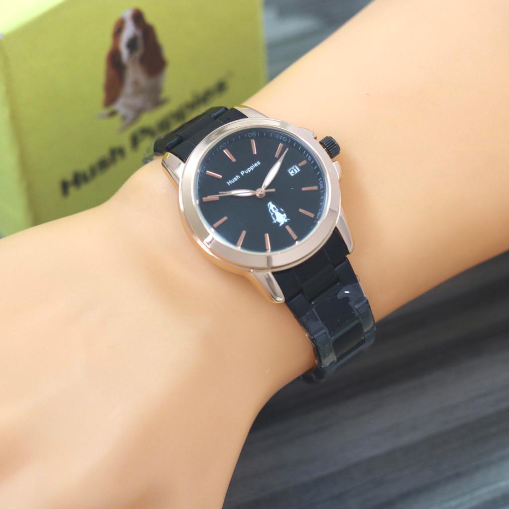 BEST SELLER JAM TANGAN WANITA HUSH PUPPIES O85 TALI RANTAI TANGGAL AKTF DM 3.8CM FREE BOX BATERAI CADANGAN || JAM TANGAN FASHION WANITA JAM TANGAN CEWEK MURAH HP