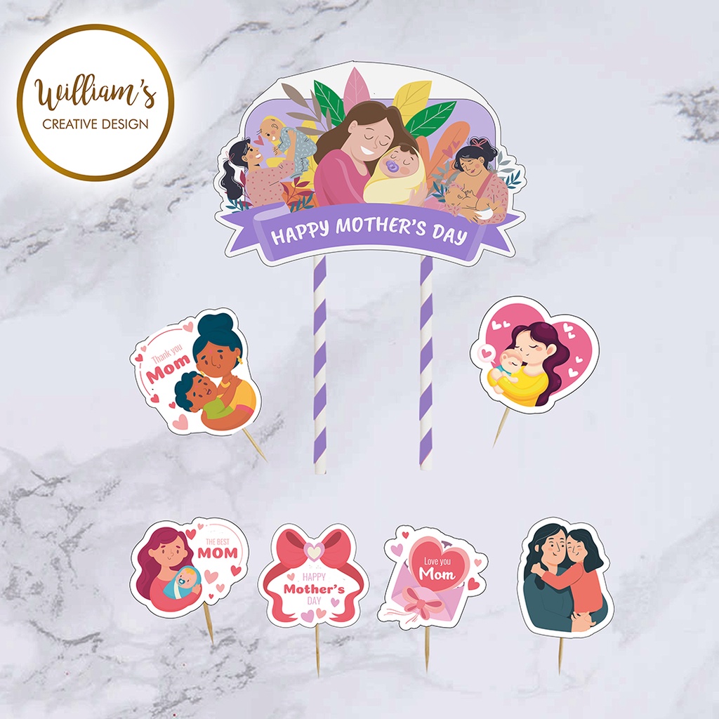 Hiasan Kue Cake Topper Birthday HAPPY MOTHER DAY isi 7
