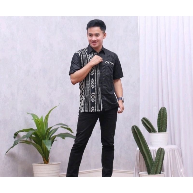 KEMEJA TENUN KOMBINASI - ATASAN TENUN PRIA