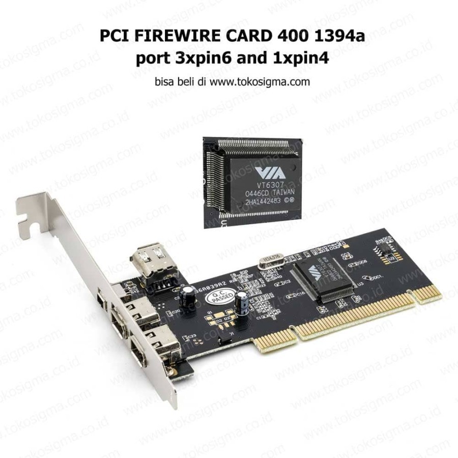 PCI CARD FIREWIRE IEEE1394a Pin 6 Pin 4 Chipset VIA With CABLE