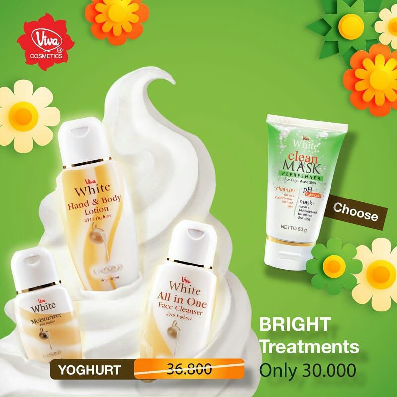 Paket Viva Hand Body Lotion Pelembab Cleanser Mulberry Soybean Yoghurt Clean Mask Facial Wash